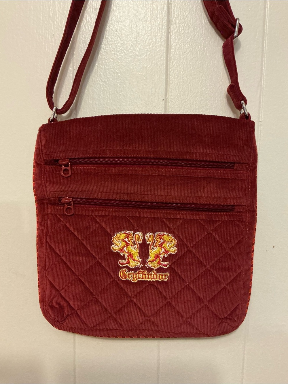 Retired Vera Bradley X Harry Potter Gryffindor Corduroy Triple Zip Crossbody Bag